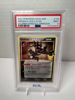Pokemon Greninja Gold Star Celebrations ETB Black Star Holo Promo SWSH144 PSA 9 - Image 5