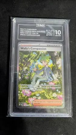 Pokemon TCG Mega Evolution Wally's Compassion Trainer Card 186/132 TAG 10 - Image 1