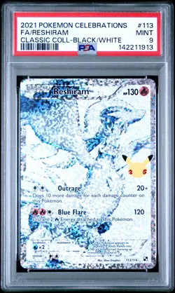 2021 POKEMON CELEBRATIONS CLASSIC COLLECTION #113 FULL ART/RESHIRAM PSA 9 - Image 1
