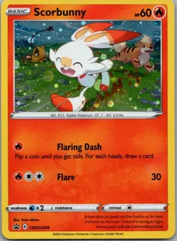 Scorbunny (Cosmos Holo) SWSH244 Holo Promo Sword & Shield Promo Pokemon Holo NM - Image 1