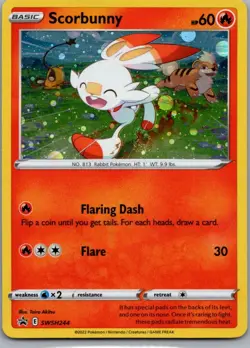 Scorbunny (Cosmos Holo) SWSH244 Holo Promo Sword & Shield Promo Pokemon Holo NM - Image 1