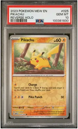 2023 POKEMON MEW EN-151 REVERSE HOLO #025 PIKACHU PSA 10 - Image 1