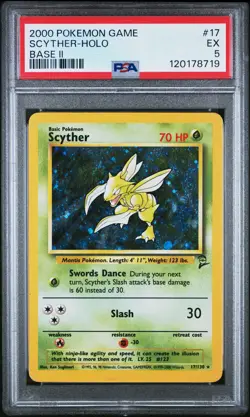 2000 POKEMON GAME BASE II #17 SCYTHER-HOLO PSA 5 - Image 1