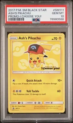 Pokemon Sun & Moon Promo SM111 Ash's Pikachu I Choose You! PSA 10 - Image 1