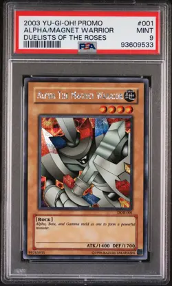 2003 YU-GI-OH! PROMO DUELISTS OF THE ROSES #001 ALPHA THE MAGNET WARRIOR PSA 9 - Image 1