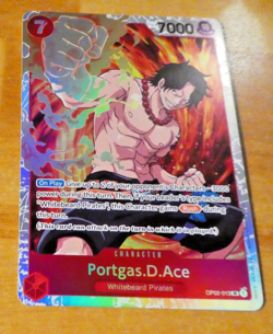 ONE PIECE ENGLISH CARD HOLO GAME CARTE CARTE PRB PORTGAS.D.ACE OP02-013 SR EN NM - Image 1