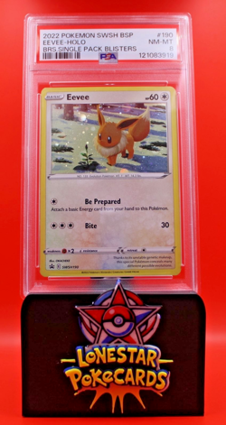 Eevee 2022 Pokemon Swsh Black Star Promo 190 Holo Brilliant Stars Blisters PSA 8 - Image 1