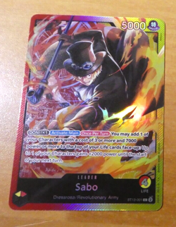 ONE PIECE ENGLISH CARD GAME HOLO CARTE SABO ST13-001 L EN NM - Image 1