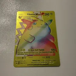 Pikachu Vmax 044/185 Rainbow Yellow Foil Pokemon Card Fan Art Display - Image 1