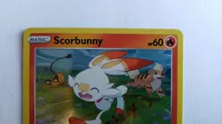 Scorbunny Holographic Black Star Promo SWSH 244 Pokemon Card Holo with Growlithe - Image 3