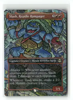 Slash, Reptile Rampager (Borderless) 0208 TMNT Magic: The Gathering Foil NM - Image 1