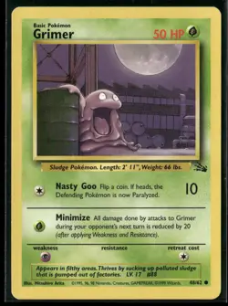 Pokemon Fossil #48/62 Grimer Common, Near Mint or Better - Image 1