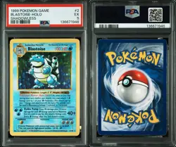 No Reserve PSA 5 1999 Pokemon BLASTOISE Base Set SHADOWLESS HOLO 2/102 RARE - Image 3