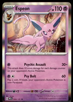 Espeon 033/131 Holo Rare SV: Prismatic Evolutions Pokemon Holo Near Mint - Image 1
