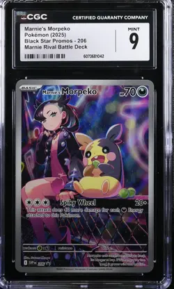 2025 POKEMON SVP EN-SV BLACK STAR PROMO #206 MARNIE'S MORPEKO CGC 9 - Image 1