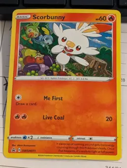 Scorbunny SWSH071 Black Star Promo With Swirl 🍥 Above Sobble Head - Image 1