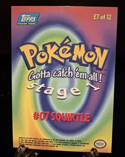 1999 Topps Pokemon the First Movie Rainbow Foil E7 #07 Squirtle Blue Logo Holo - Image 2