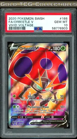 PSA 10 ⭐ Pokemon Orbeetle V 166 Vivid Voltage Full Art Graded Card - Image 1
