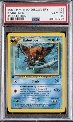 2001 Pokemon Card 1st Edition Kabutops 25/75 PSA 10 GEM MINT Neo Discovery - Image 1