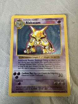Pokemon TCG Shadowless Alakazam Base Set 1/102 Holo Rare 80 HP 1999 Card - Image 1