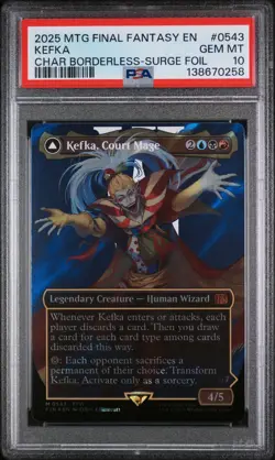 2025 MTG Kefka Court Mage Borderless Surge Foil Final Fantasy 0543 PSA 10 - Image 1