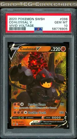 PSA 10 ⭐ Pokemon Coalossal V 098 Vivid Voltage Full Art Graded Card - Image 1