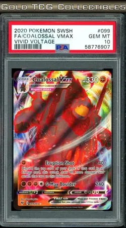 PSA 10 ⭐ Pokemon Coalossal VMAX 099 Vivid Voltage Full Art Graded Card - Image 1