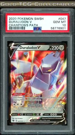 PSA 10 ⭐ Pokemon Duraludon V 047 Champion's Path Full Art Graded Card - Image 1