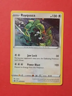 Pokemon Sword & Shield Rayquaza SWSH 029 Promo Card Black Star Holo - Image 1