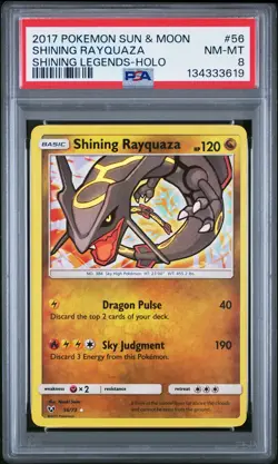 2017 Pokemon Sun & Moon Shining Legends #56 Shining Rayquaza Holo PSA 8 - Image 1