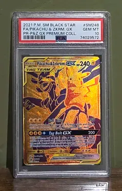 PSA 10 GEM MINT PIKACHU & ZEKROM GX SM248 POKEMON SUN & MOON BLACK STAR PROMO - Image 1