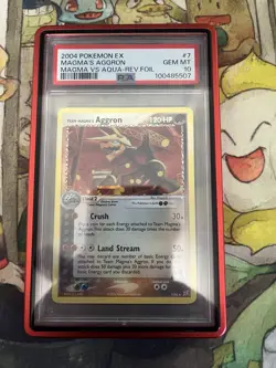 Pokemon Team Magma’s Aggron Reverse Holo Magma vs Aqua PSA 10 Pop 4 - Image 1