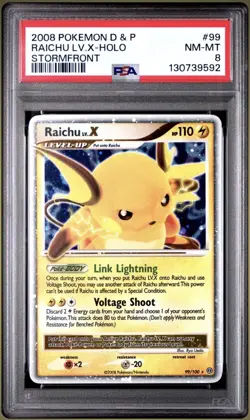 Pokemon Raichu Lv.X Stormfront Holo Ultra Rare #99 Graded PSA 8 - Image 1