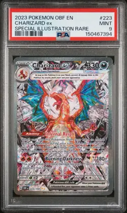 Charizard EX 2023 Pokemon Obsidian Flames #223 Special Illustration Rare PSA 9 - Image 1