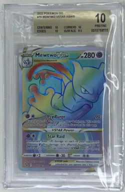 2022 Pokemon Go #79 Mewtwo Vstar Rainbow Rare BGS 10 - Image 1