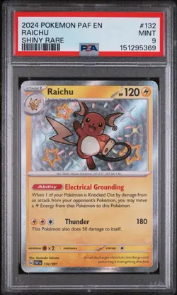 2024 POKEMON PAF EN-PALDEAN FATES #132 RAICHU SHINY RARE PSA 9 - Image 1
