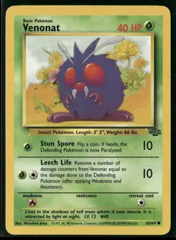 Pokemon Jungle #63/64 Venonat Common, Near Mint or Better - Image 1