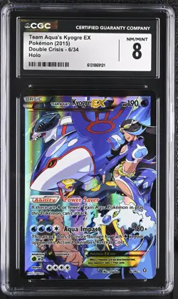 CGC 8 NM/MINT Team Aqua's Kyogre EX 6/34 Double Crisis Holo Pokemon Card - Image 1