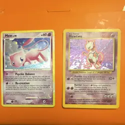 Pokemon Mew & Mewtwo Holo Basic Cards DPBP#182/Base Set 15/132 10/102 2007 Lot - Image 1