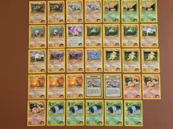 Pokemon Gym Heroes Brock Lot (34 Cards) Vintage WOTC – Damaged/Creased - Image 1
