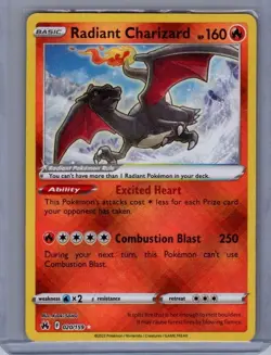 Radiant Charizard 020/159 NM - Crown Zenith Pokemon TCG - Image 1