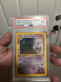 Pokemon Gym Heroes 2000 Sabrina's Gengar 1st Edition Holo Card PSA 9 - Image 1