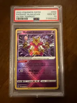 Gem Mint 2022 Pokemon Silver Tempest Radiant Alakazam #059/195 PSA 10 - Image 1