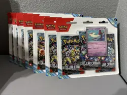 Pokemon TCG Scarlet & Violet Stellar Crown 3 Pack Blister Sealed Lot of (7) - Image 1