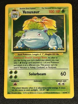 Pokemon Base Set Venusaur 15/102 Holo Rare Unlimited LP Lightly Played - Image 1