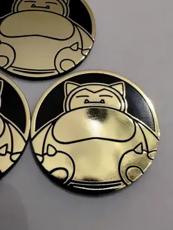 Pokemon Snorlax Embossed Flip Coins Set of 3 Gold Black Plastic 1.5in - Image 4