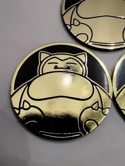 Pokemon Snorlax Embossed Flip Coins Set of 3 Gold Black Plastic 1.5in - Image 5