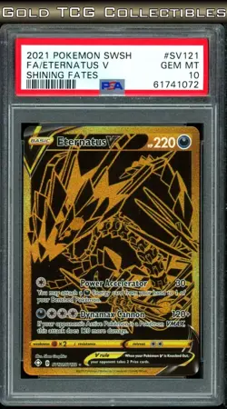 PSA 10 ⭐ Pokemon Eternatus V SV121 Shining Fates Shiny Full Art Gold Graded - Image 1