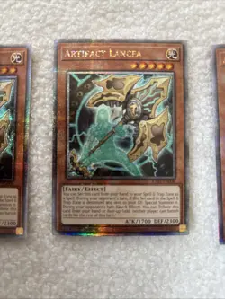 Artifact Lancea Quarter Century Secret Rare Card RA01-EN006 Yu-Gi-Oh x3 Playset - Image 3