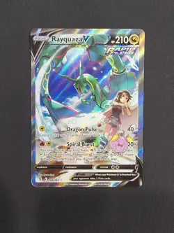 Pokemon Rayquaza v Evolving Skies Holo Card 194/203 Ultra Rare Full Art Alt Art - Image 1